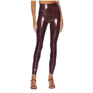 SPANX Faux Patent Leather Shape Leggings Sz M Black Classic Boho Holiday Party